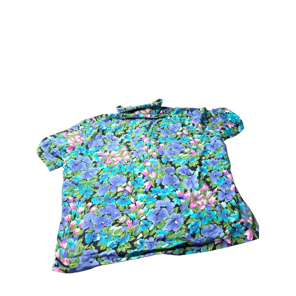 Hilo Hattie Hawaiian Shirt Mens 4XL Blue Pink Floral Made in Hawaii Aloha